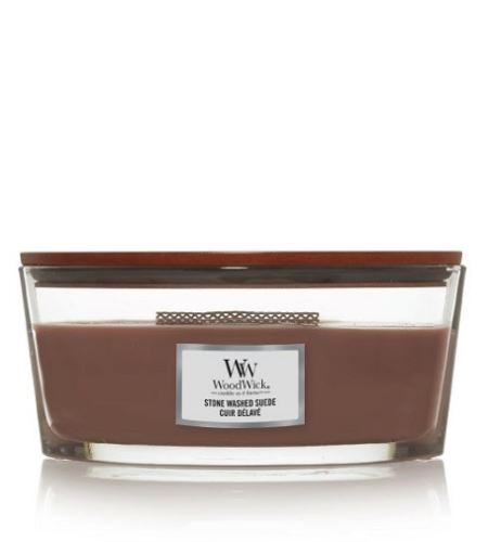 WoodWick Stone Washed Suede candela profumata con stoppino di legno 453,6 g