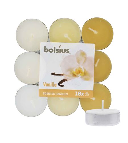 Bolsius Scented Tealights Vanilla 4h candela scaldavivande 18 pz