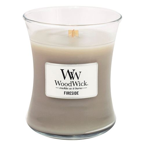 WoodWick Fireside candela profumata con stoppino di legno 275 g