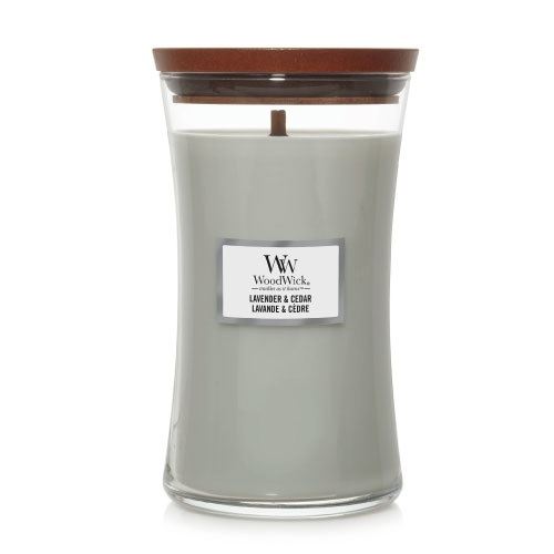 WoodWick Lavender & Cedar candela profumata con stoppino di legno 609,5 g