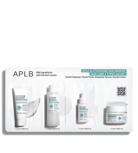 APLB Glutathione Niacinamide Skin Care 4 Types Sachet set di campioni idratanti 4 x 3 ml