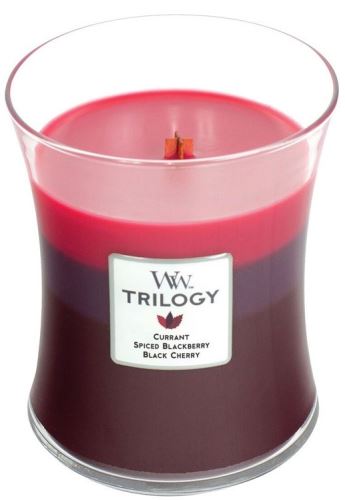 WoodWick Trilogy Sun Ripened Berries candela profumata con stoppino di legno 275 g