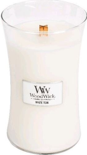 WoodWick White Teak candela profumata con stoppino di legno 609,5 g