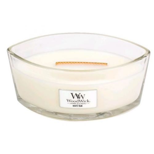 WoodWick White Teak candela profumata con stoppino di legno 453,6 g