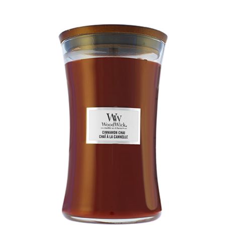 WoodWick Cinnamon Chai candela profumata con stoppino di legno 609,5 g