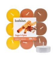 Bolsius Scented Tealights Sugar &amp; Spice 4h candela scaldavivande 18 pz