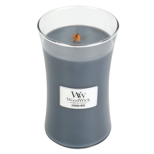 WoodWick Evening Onyx candela profumata con stoppino di legno 609,5 g