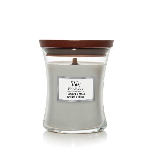 WoodWick Lavender & Cedar candela profumata con stoppino di legno 275 g