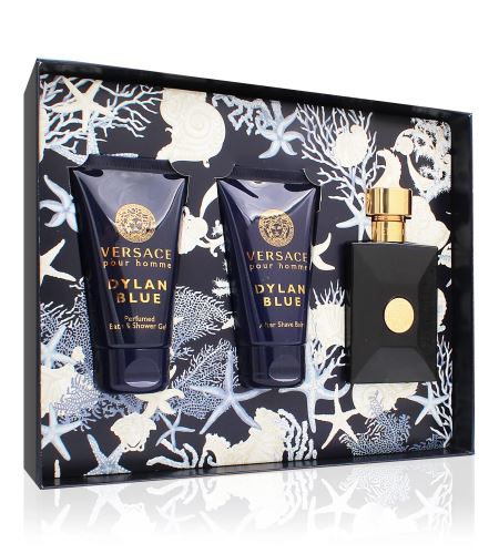 Versace Dylan Blue Pour Homme confezione regalo da uomo Eau de Toilett 50 ml + docciaschiuma 50 ml + balsamo post-rasatura 50 ml