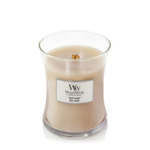 WoodWick White Honey candela profumata con stoppino di legno 275 g