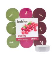 Bolsius Scented Tealights Cranberry 4h candela scaldavivande 18 pz