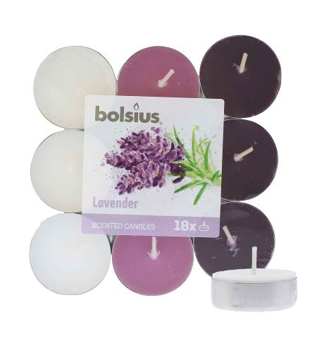 Bolsius Scented Tealights Lavender 4h candela scaldavivande 18 pz